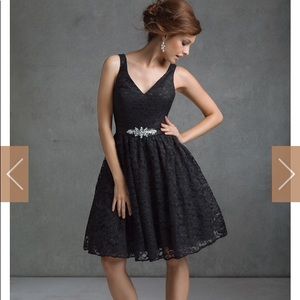 Navy blue lace cocktail dress